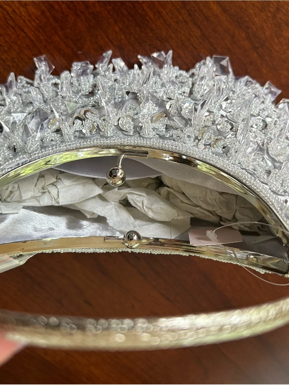 Crystal Beaded Silver Statement Bag